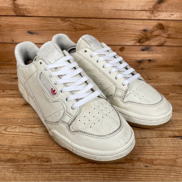ADIDAS Originals Continental 80 Trainers Sz UK 9 Men Beige Leather Lace Up Shoes - Picture 3 of 13